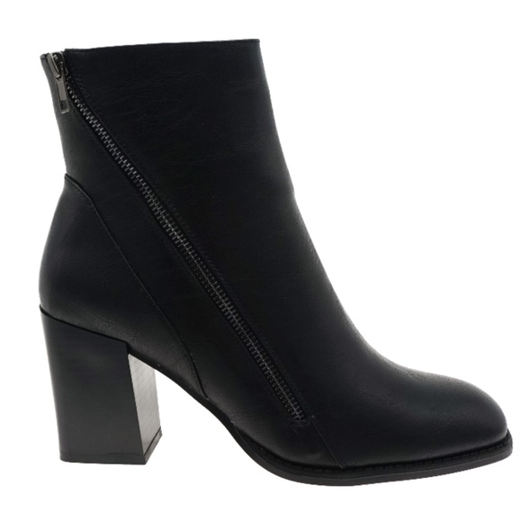 Black Square Toe Ankle Boots  Zipper- New Sizes - Picture 2 of 5